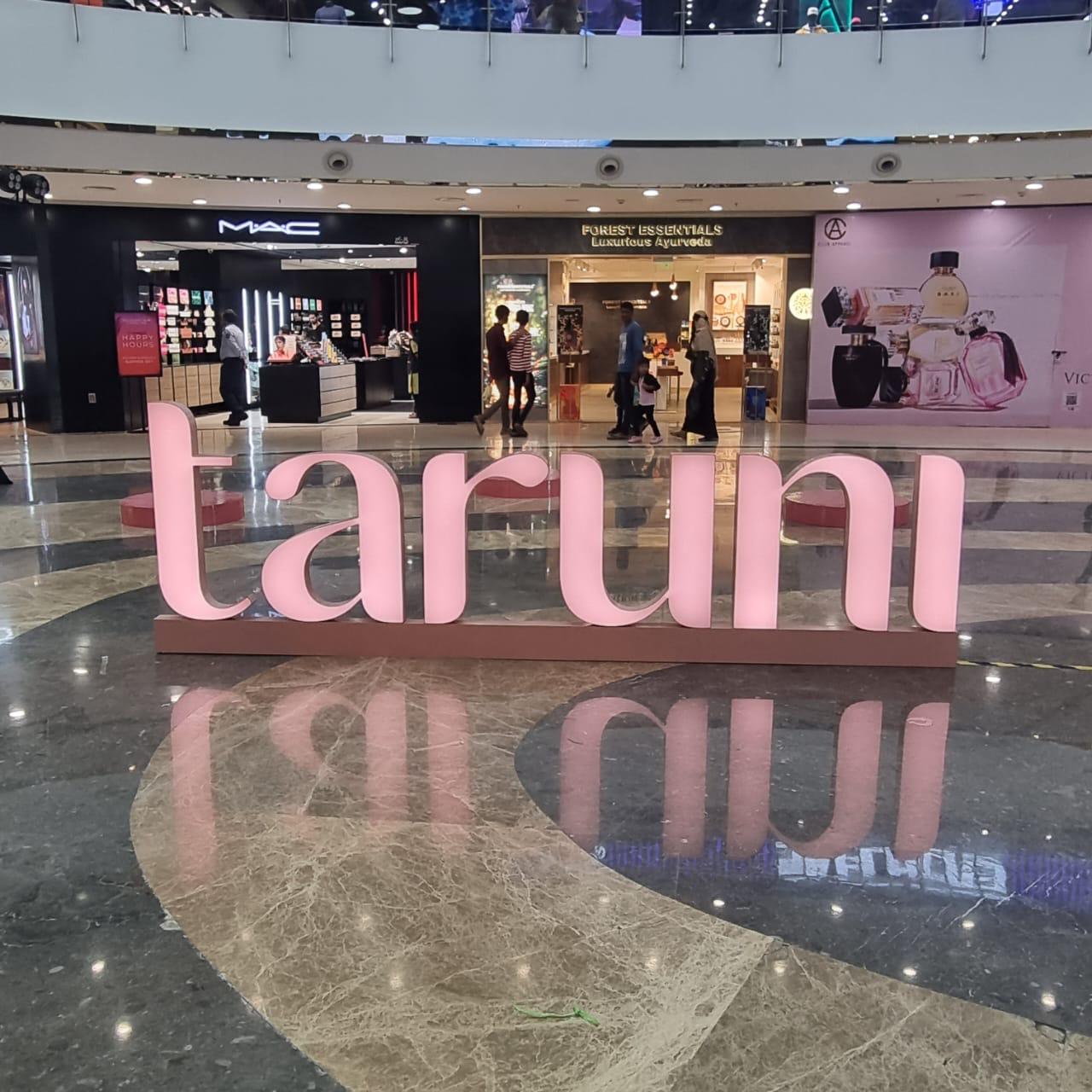 3D Acrylic LED Sign Board installed for a retail shop in Hyderabad at night."